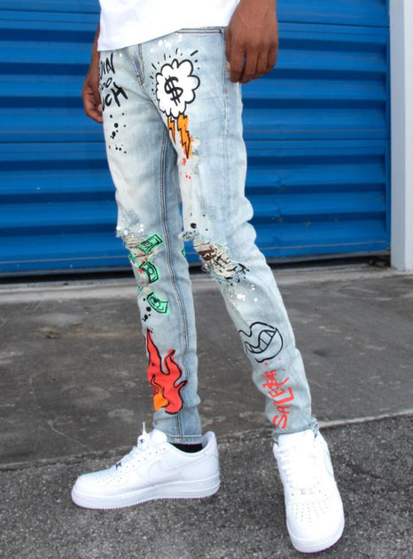 Purple Brand Jeans - Optic White Paint Blowout - P001-OWPB122