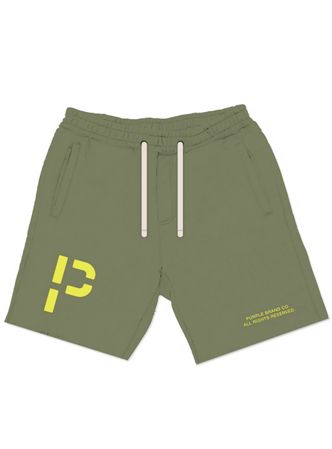 Purple-Brand Shorts - French Terry Military Monogram - Olive 