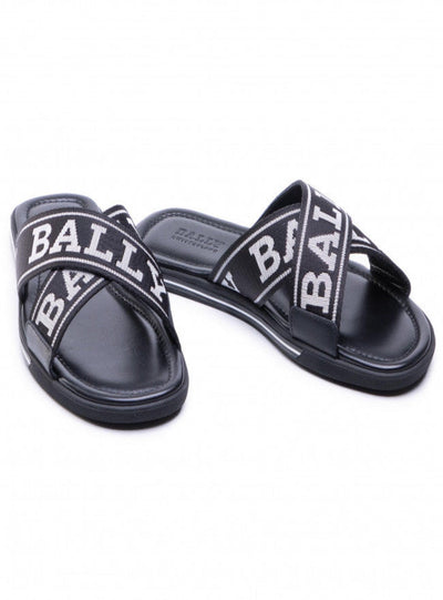 Bally Slides - Synthetic Fabric Crossover - Black and White - 6221311