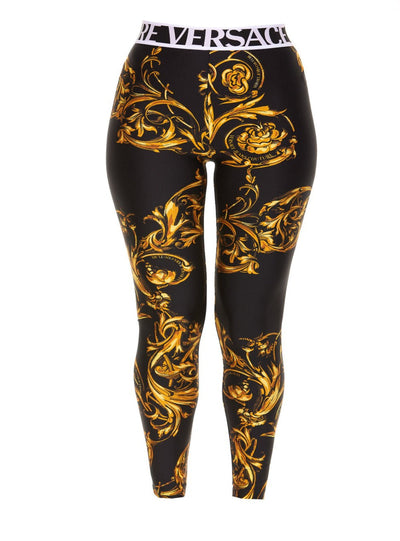 Versace Couture Leggings - Baroque Print - Black and Gold -72HAC101