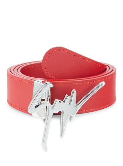 Giuseppe Zanotti Belt - Logo Leather - Red Silver Buckle - 0400010850260
