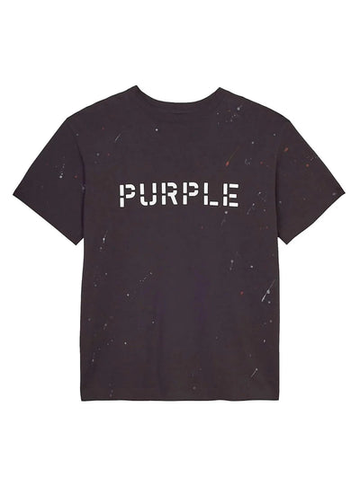 Purple Brand T-Shirt - Stencil Paint Cotton Logo - Jersey Black - 800080