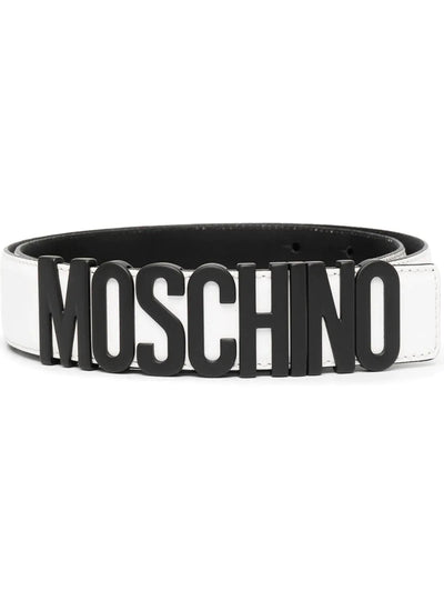 Moschino Belt - Logo Plaque - White Black Buckle - A801480011001