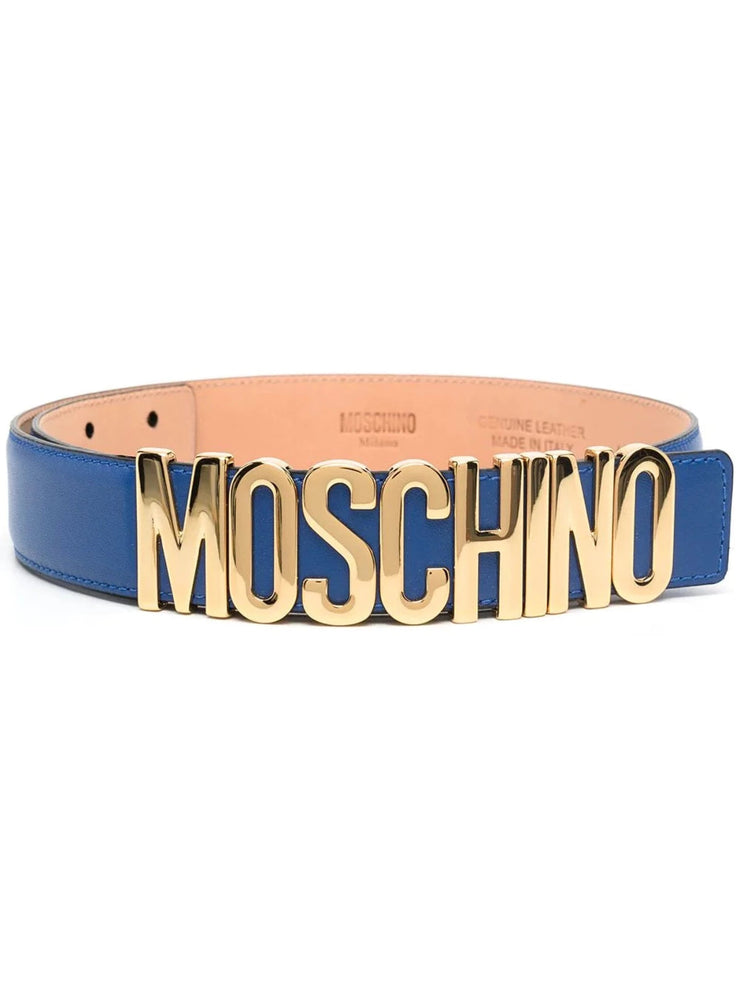 Moschino Belt - Logo Plaque - Dark Blue Gold  - A80128001 0298