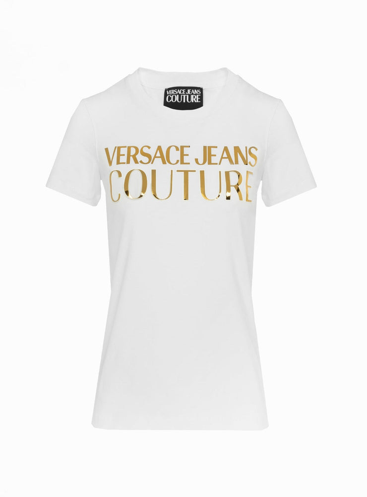 Versace T-shirt - Metallic Logo - White - 72HAHG01