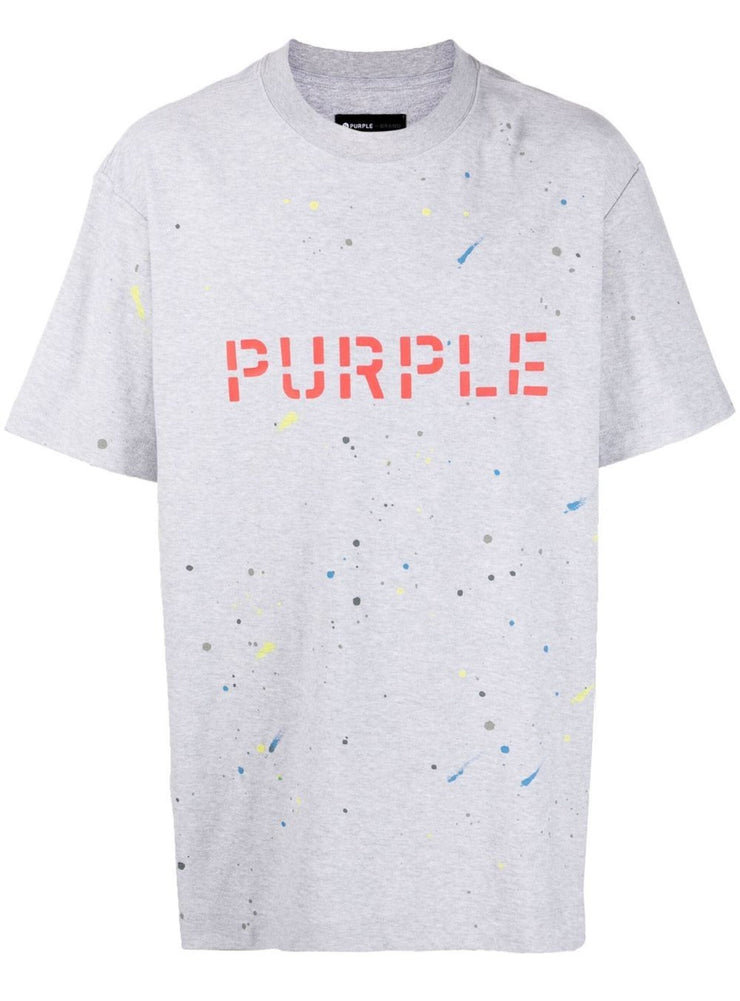 Purple Brand T-Shirt - Paint Splatter - Grey - 800080