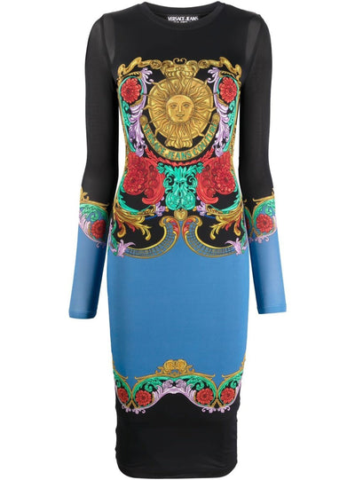 Versace Dress - Garland Sun Midi Dress - Black - 72HAO9A8