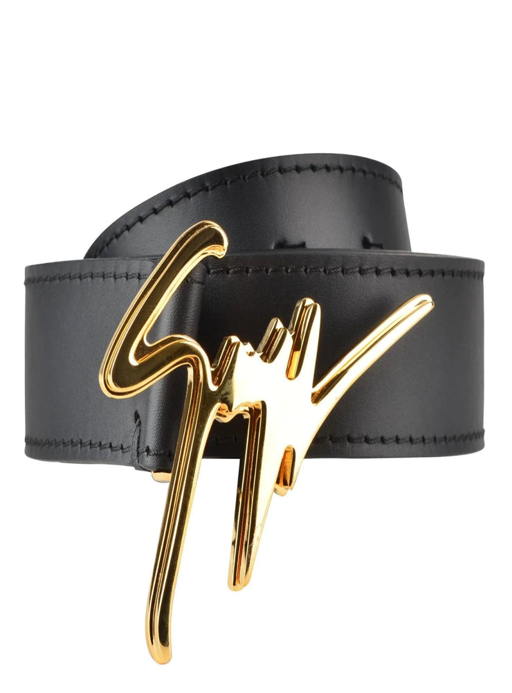 Giuseppe Zanotti Belt - Logo Leather - Black Gold - EAU616004