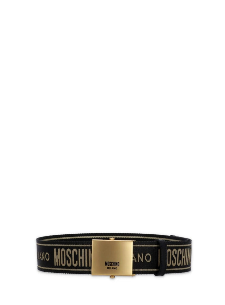 Moschino Belt - Grosgrain Logo - Brown Gold - A80078209 2555