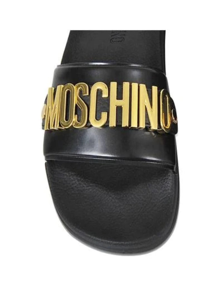 Moschino Slides - Gold PVC Lettering Logo - Black - MB28032G1DG11000