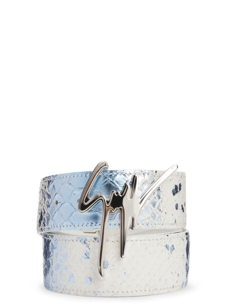 Giuseppe Zanotti Belt - Python Print - White Metallic Blue - EAU2000009