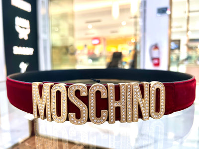 Moschino Belt - Glitter Logo - Red Gold - Z1A8025