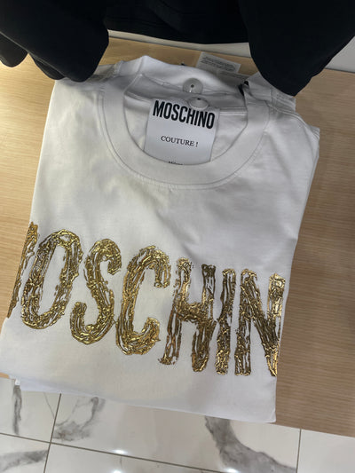 Moschino T-Shirt - Textured Gold - White - AF008371