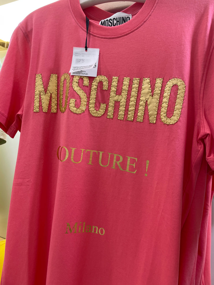 Moschino T-Shirt - Gold Text - Pink - AF009380