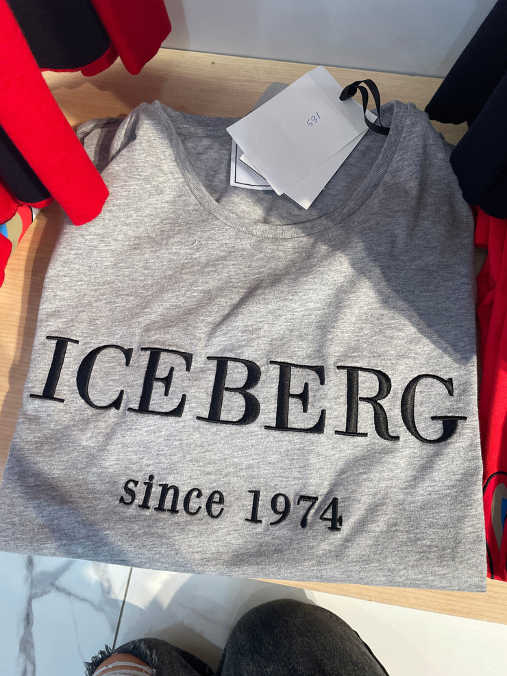Iceberg T-Shirt - Embroidered Logo - Heather Grey - F014 6301 8943