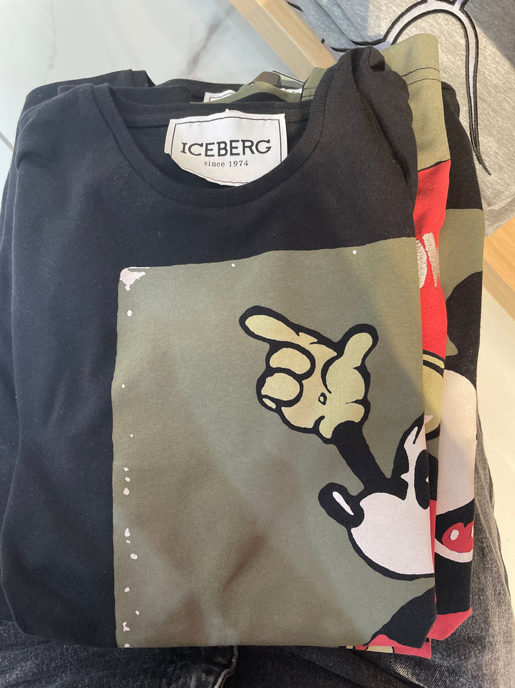 Iceberg T-Shirt - Mickey Print - Black - F01B 6304 9000