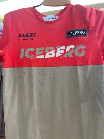 Iceberg T-Shirt - Slash Logo - Red and Grey - F012 6301