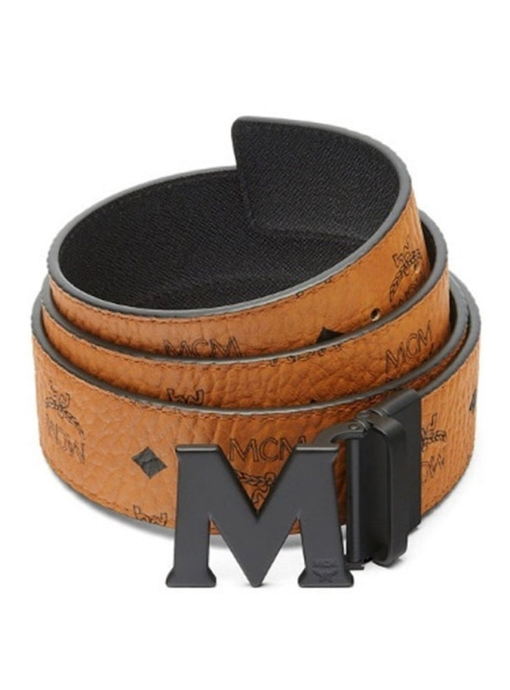 MCM Belt - Reversible - Cognac W Black Buckle