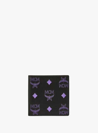 MCM Wallet - Bifold Wallet Splash Logo Leather - Black Purple - MXSBASX03U4001