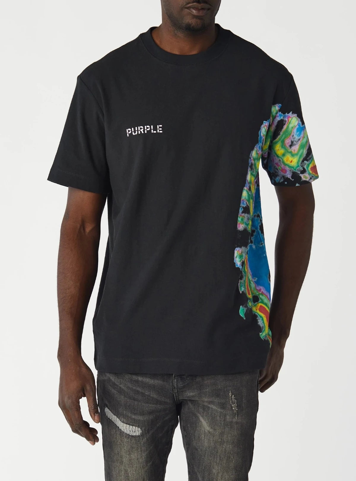Purple Brand T-Shirt - Bleached Stencil Logo - Black
