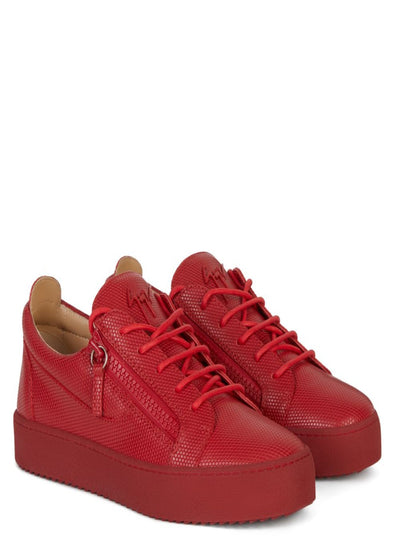 Giuseppe Zanotti Shoes - May Lond Zippers Leather - Red - RU00043