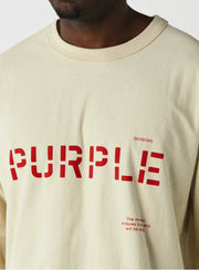 Purple-Brand Long Sleeve Shirt - Cream Stencil Logo - P204