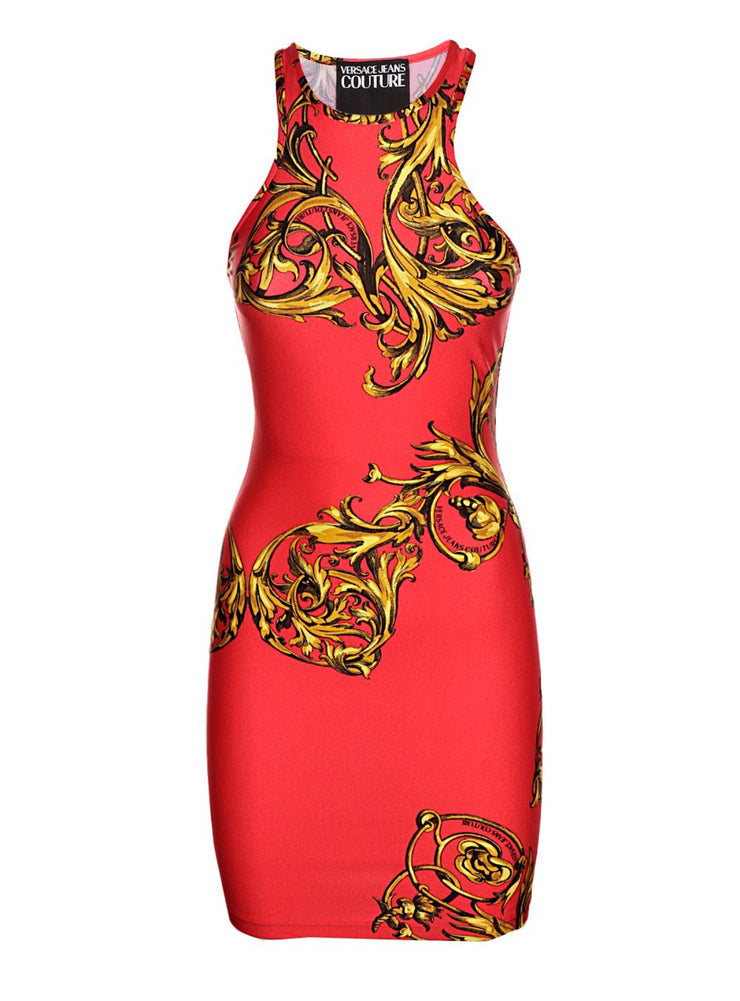 Versace Dress - Baroque Print Sleeveless Mini Dress - Red - 72HA0944