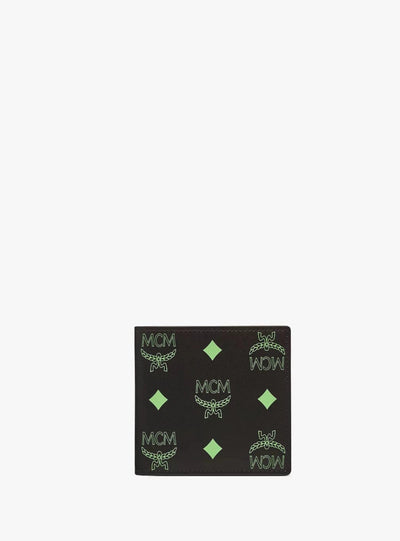 MCM Wallet - Bifold Splash Logo Leather - Black Green - MXSBASX03JW001