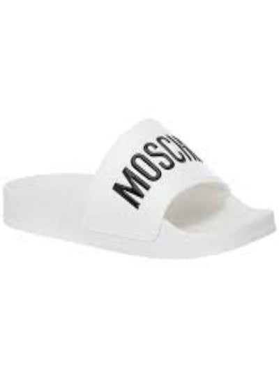 Moschino Slides - Black Logo - White - MB28022G0EG10100