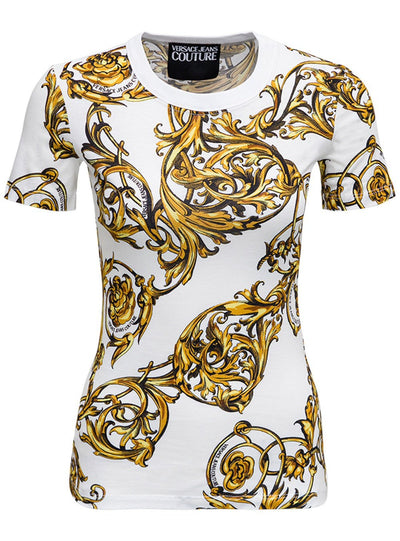 Versace T-shirt - Garland Print - White - 72HAA608