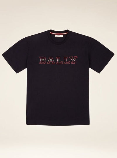 Bally T-Shirt - Ink Cotton Jersey - Navy and Burgundy - M5BA672F