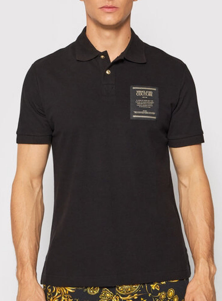 Versace T-Shirt - Cotton Piquet Polo  - Black And Gold - 71GAGT05