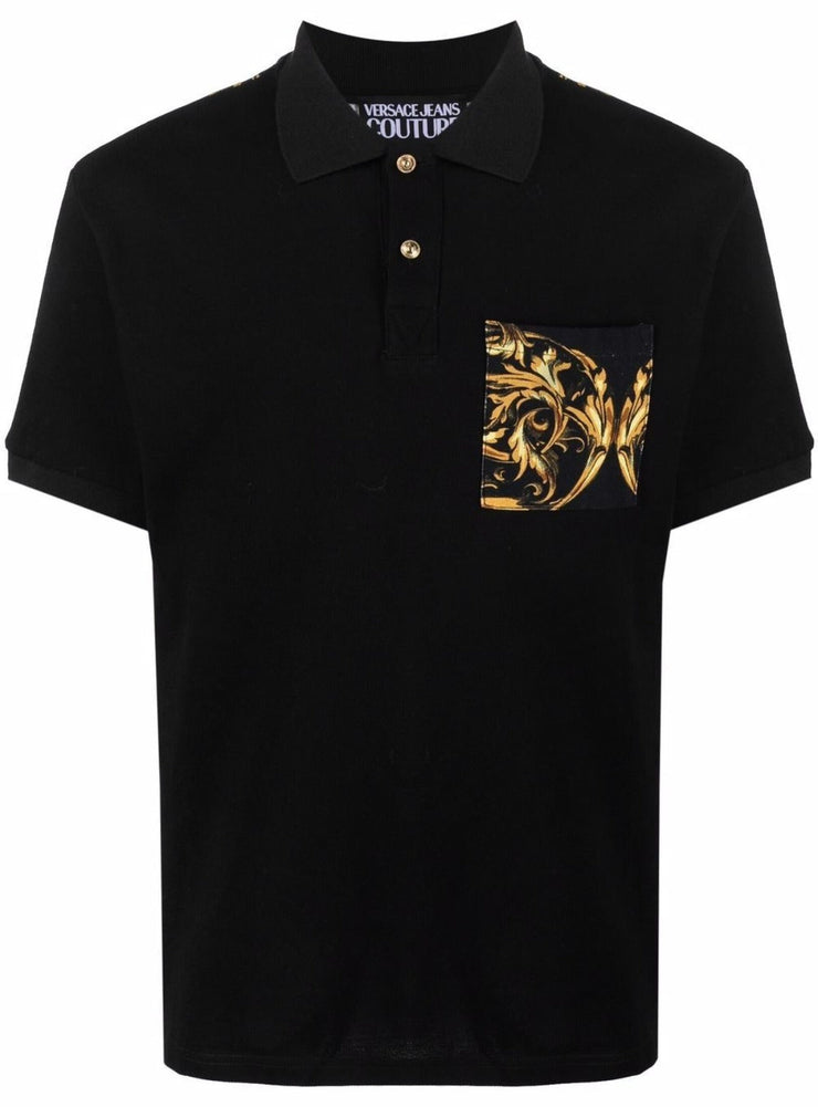 Versace Polo Shirt - Pocket Print - Black - 72GAG6A0G89