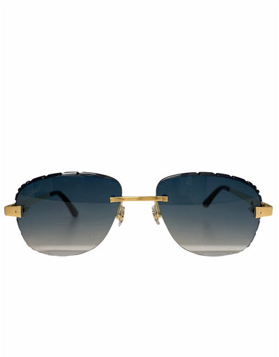 Cartier Glasses - Gold/Gold/Blue/Transparent- CT0201O