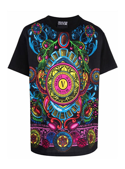 Versace T-Shirt - Print Label Bijoux - Black And Multi - 71GAH6R8