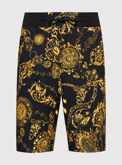 Versace Shorts - Felpa Gar Baroque Bijoux - Black And Gold - 71GAD3P0