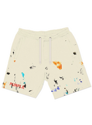 Purple-Brand Shorts - French Terry Paint - Cream - P413-FCSS222