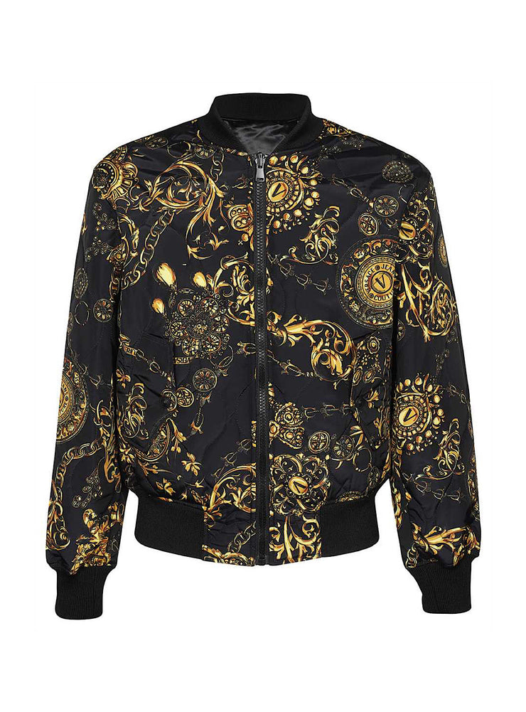 Versace Jacket - Print Bijoux Baroque - Black And Gold - 71GAS407