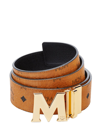 MCM Belt - Reversible - Cognac W Gold Buckle