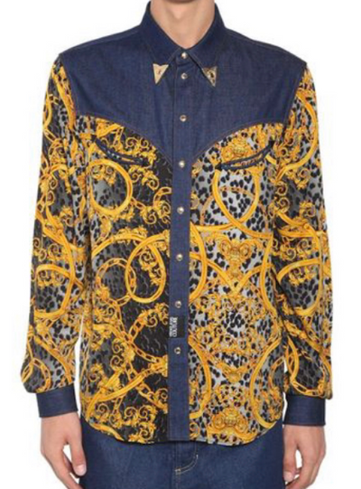 Versace Shirt - Button Up Baroque - Denim - B1GVA606