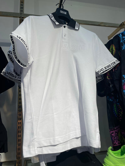 Versace T-Shirt - Cotton Piquet Polo  - White and Black - 71GAGT11