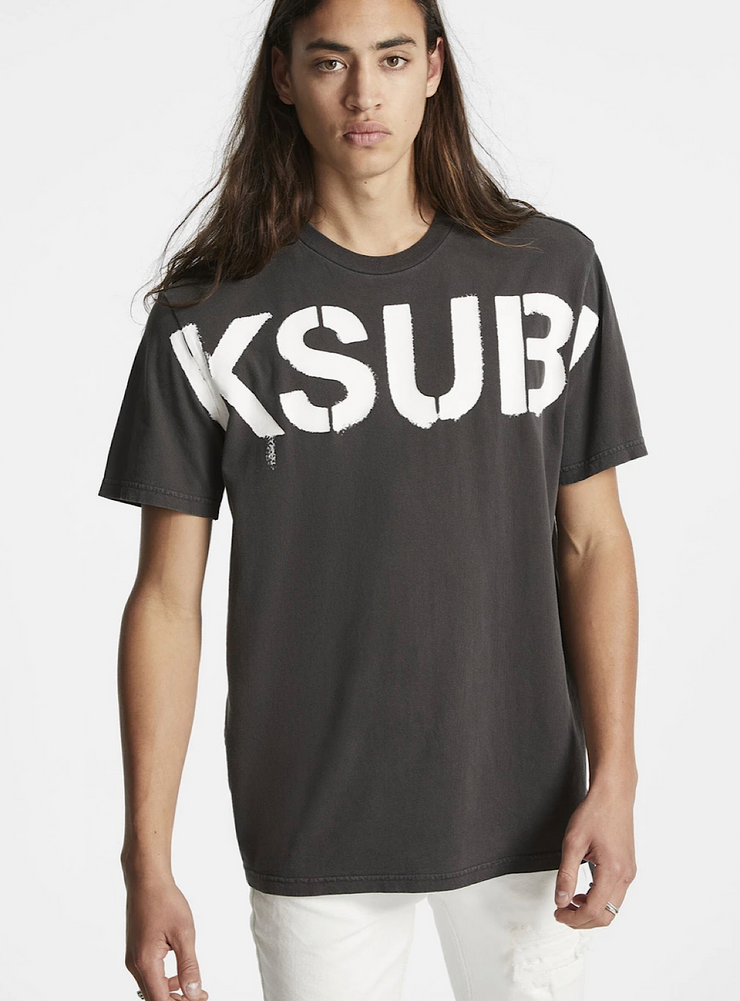 Ksubi T-Shirt - Stencil Kash - Charcoal - 5000006608