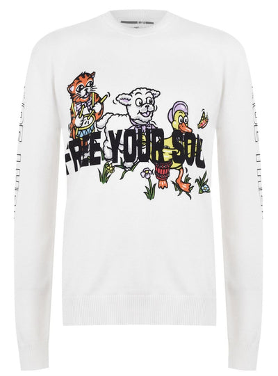 Alexander McQueen Sweater - Free Your Soul - White - MM1550609