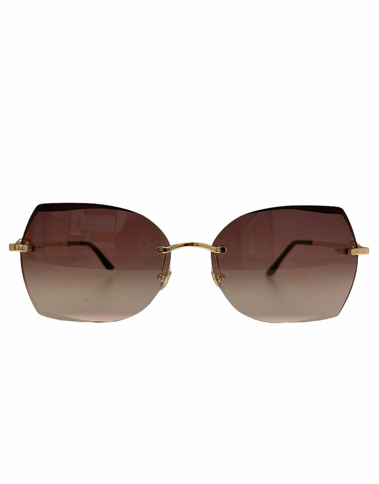 Cartier Glasses - Gold/Gold/Transparent- CT0224O-001