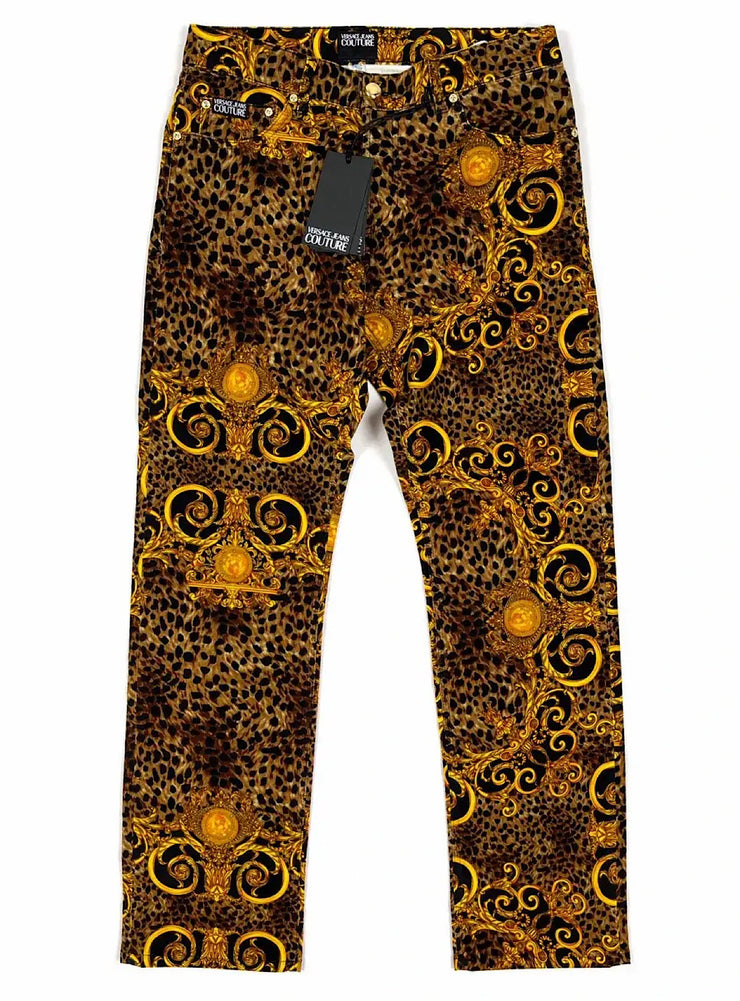 Versace Pants - Print Leo - Black And Gold - A2GUA0R0
