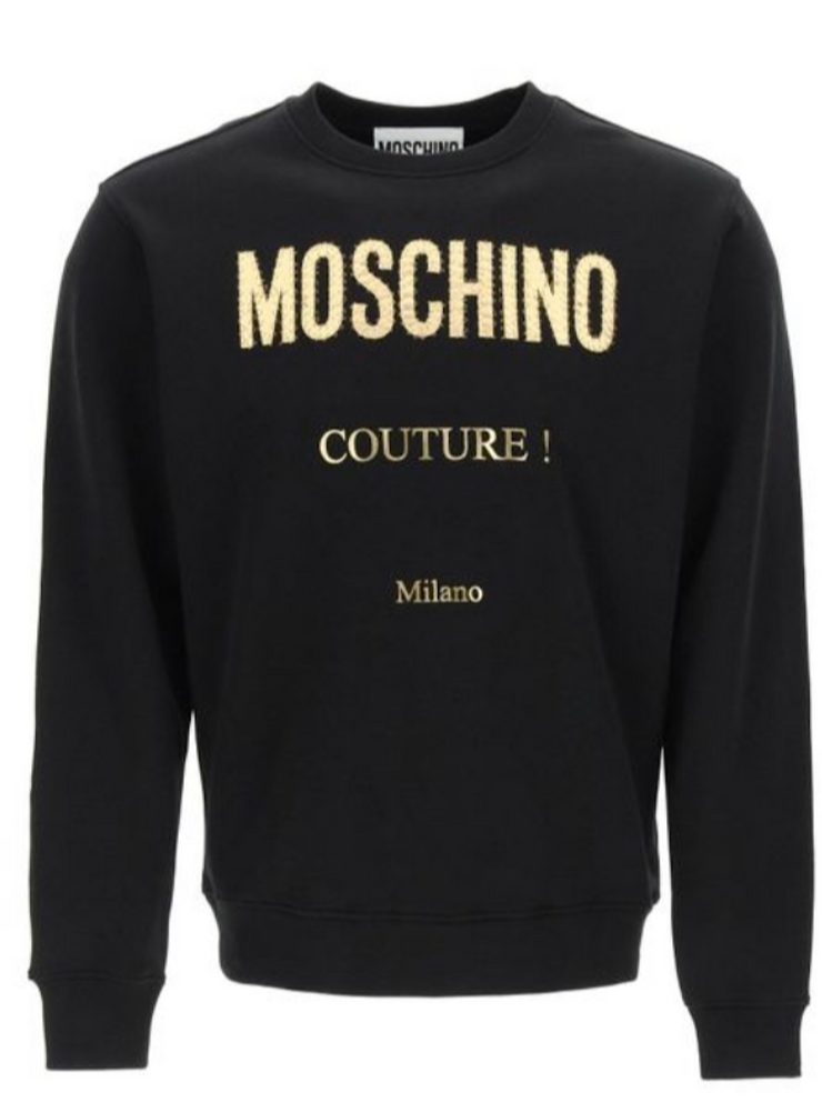 Moschino Sweater - Stitched Logo  - Black and Gold - ZDA1773