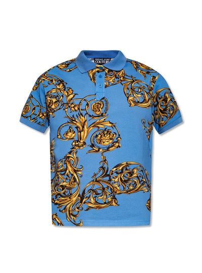 Versace Polo Shirt - Barocco Printed - Blue - 72GAG6S0