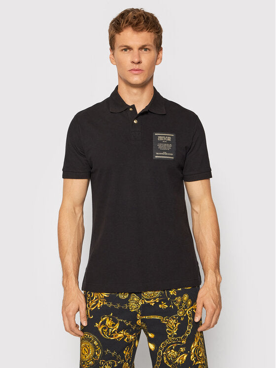 Versace T-Shirt - Cotton Piquet Polo  - Black And Gold - 71GAGT05