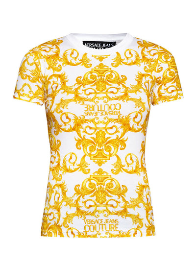 Versace T-Shirt - Jersey Stretch Logo Baroque  - White - B2HWA708