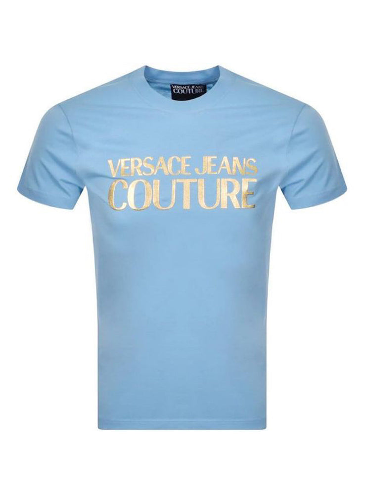 Versace T-Shirt - Slim Logo Foil - Sky Blue - B3GWA7TB